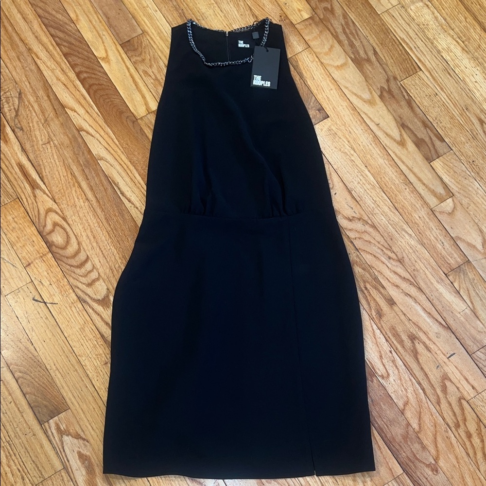 The Kooples Black Sleeveless Chain-Trim Mini Dress